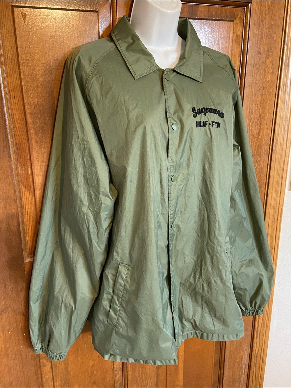Huff Sayonara embroidered coaches full snap Streetwear wind breaker jacket XL - Picture 4 of 15